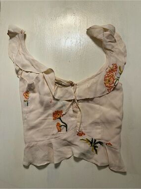 Flynn Skye Cream Floral Tie-Front Ruffle Camisole